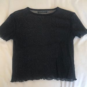Brandy Melville Black Glitter Mesh Tee!